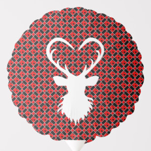 Reindeer on black red diamond pattern balloon