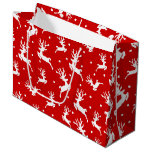 Reindeer On Red Christmas Pattern Large Gift Bag