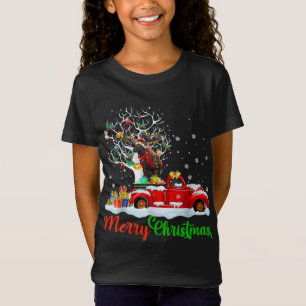 Reindeer On Red Truck Christmas Pajama Funny Xmas T-Shirt