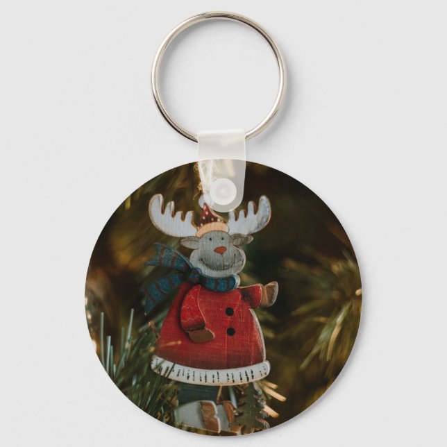 Reindeer Ornament Christmas Keychain (Front)