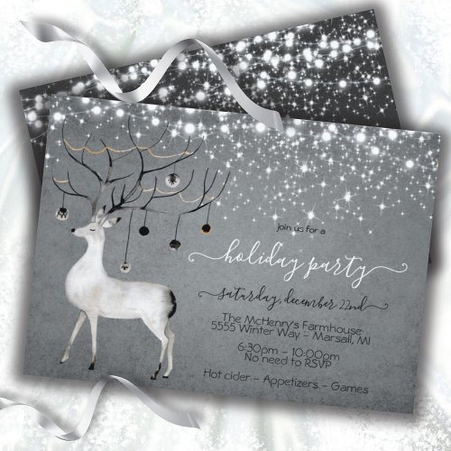 Reindeer Ornament twinkle lights Christmas party I Invitation