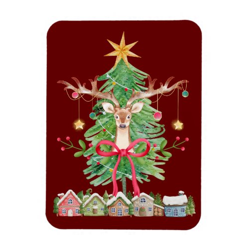 Reindeer Ornaments and Tree Holiday Flexible Magnet
