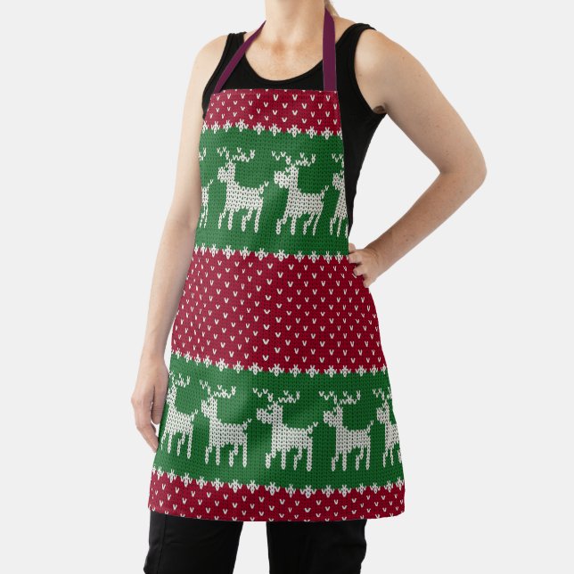 Reindeer Parade Knit Apron (Insitu)