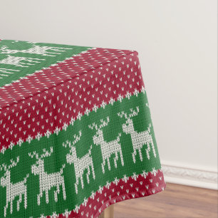 Reindeer Parade Knit Tablecloth