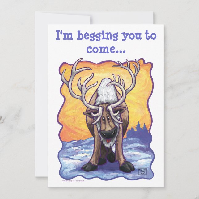 Reindeer Party Center Invitation (Front)