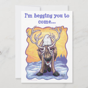 Reindeer Party Center Invitation