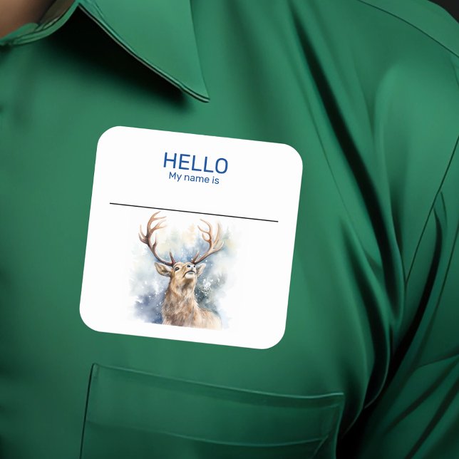 Reindeer Party Name Tag Badge Christmas (Creator Uploaded)