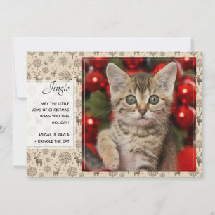 Reindeer Pattern & Script Typography Custom Color Holiday Card