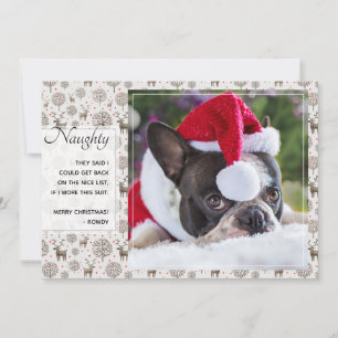 Reindeer Pattern & Script Typography Custom Color Holiday Card