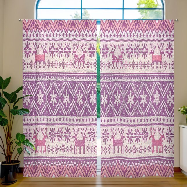 Reindeer-patterned Christmas curtains (Living Room)