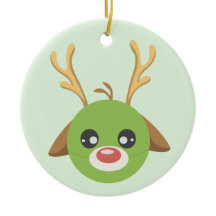 Reindeer Pea Ceramic Ornament