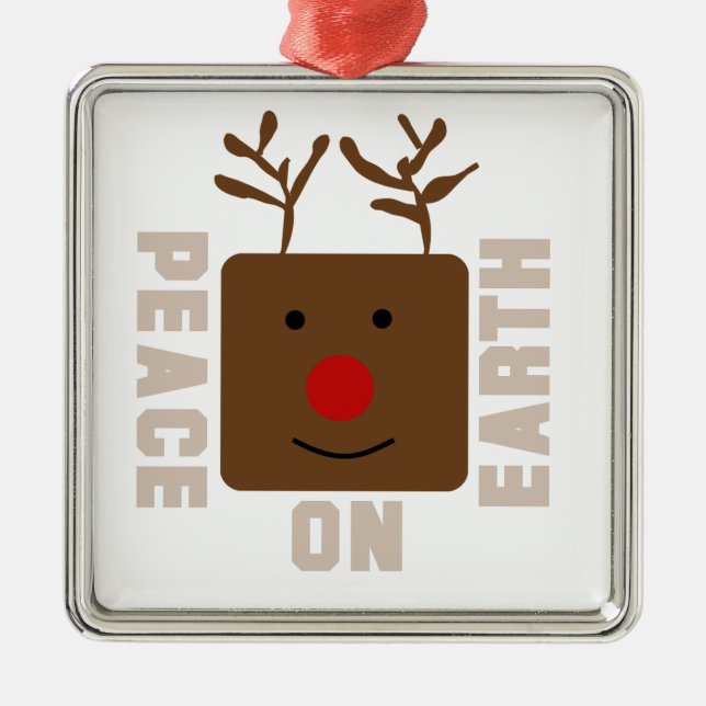Reindeer Peace on Earth Ornament (Front)