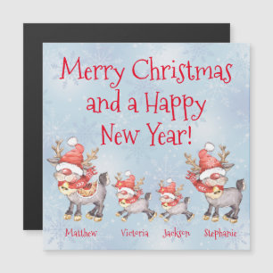 Reindeer Personalize Family Merry Christmas Magnet