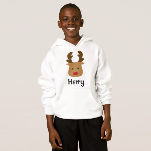 Reindeer Personalized Kids Name Hoodie