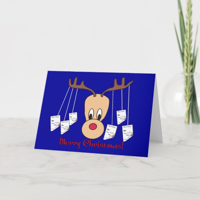 Reindeer Pharmacy Merry Christmas Holiday Card (Front)