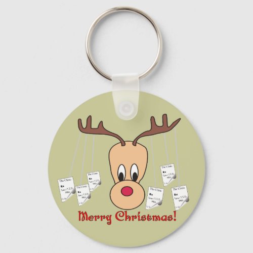 Reindeer Pharmacy Merry Christmas Keychain