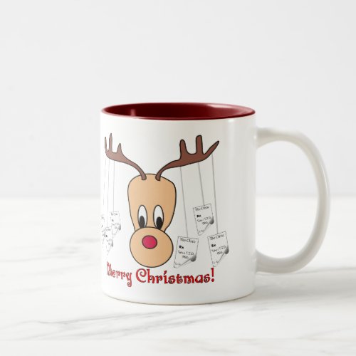 Reindeer Pharmacy Merry Christmas Two_Tone Coffee Mug