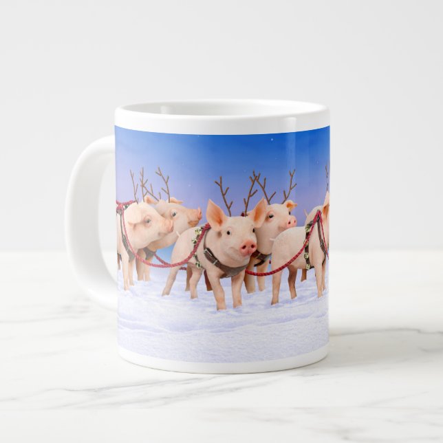 Reindeer Pigs Giant Coffee Mug (Front Left)