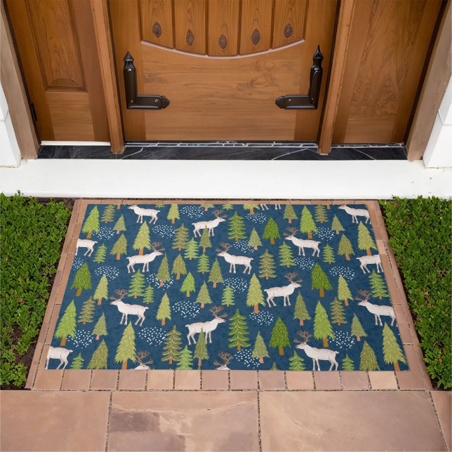 Reindeer Pine Tree Rustic Pattern Doormat (Outdoor)