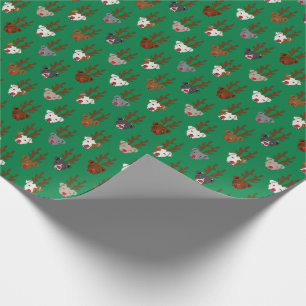 Reindeer Pitbull Faces Christmas Holiday Wrapping Paper