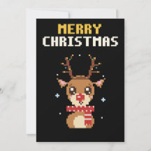 Reindeer Pixel Art Christmas Card