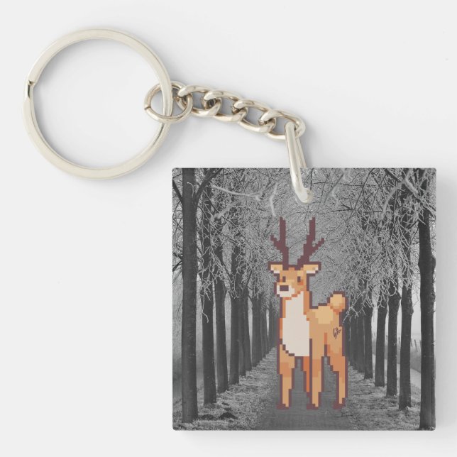 Reindeer, Pixel Art Keychain (Front)