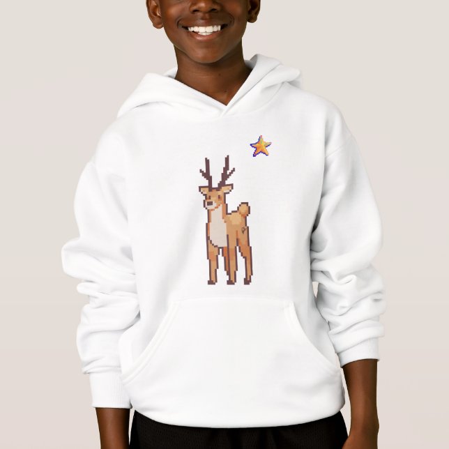 Reindeer pixel art, Pixel Art Hoodie (Front)