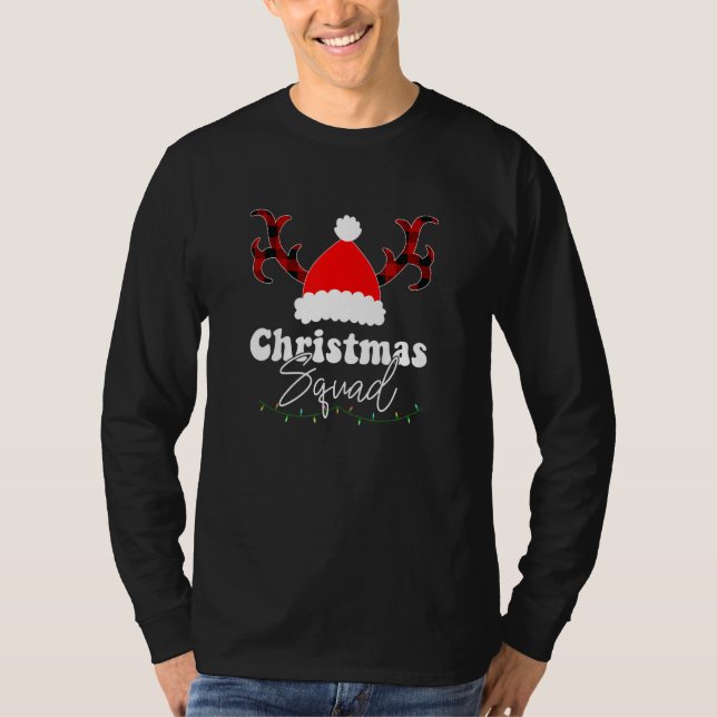 Reindeer plaid Christmas squad Matching Family Chr T-Shirt (Front)