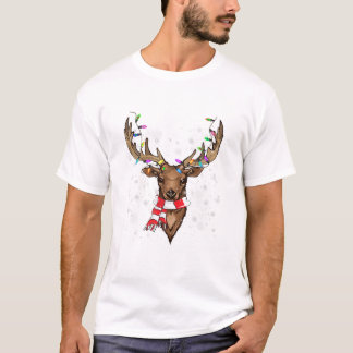 Reindeer Plaid Deer Buffalo Holiday T-Shirt