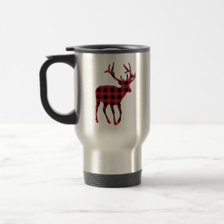 Reindeer Plaid Travel Mug