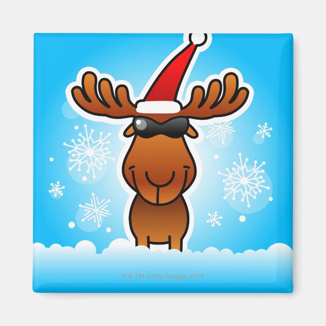 Reindeer Playing Santa Magnet (Front)