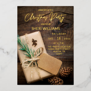 Reindeer & Present Christmas Party 2 Foil Invitation