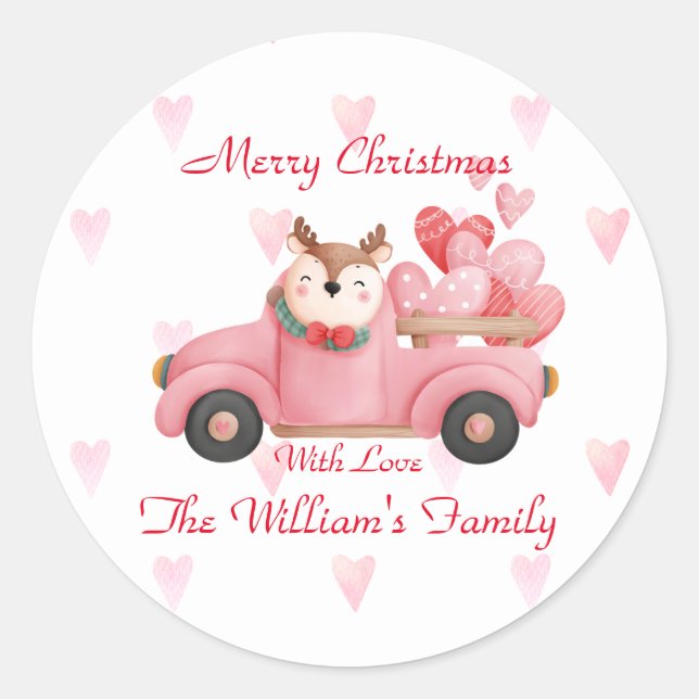 Reindeer printed cute Classic Round Sticker (Front)