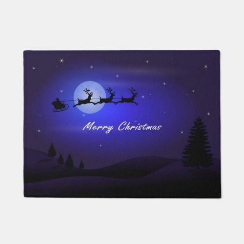 Reindeer pulling Santas Sleigh Doormat