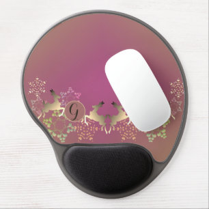 Reindeer & Purple Monogram Gel Mousepad