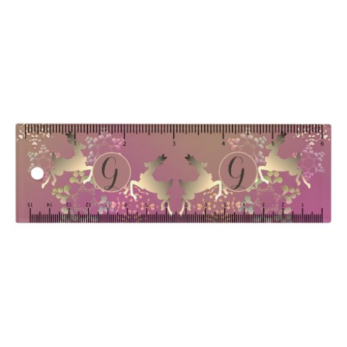 Reindeer Purple Monogram Ruler