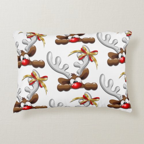 Reindeer Puzzled Funny Christmas Character Accent Pillow