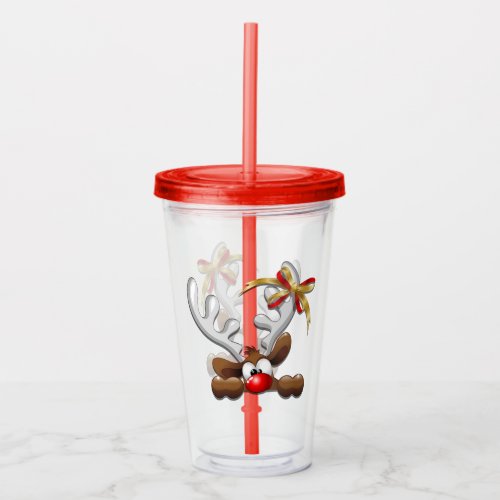 Reindeer Puzzled Funny Christmas Character Acrylic Tumbler