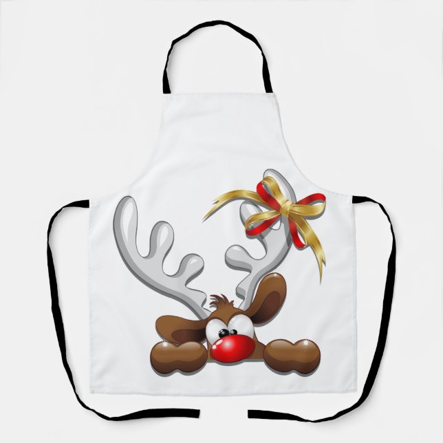 Reindeer Puzzled Funny Christmas Character Apron (Front)