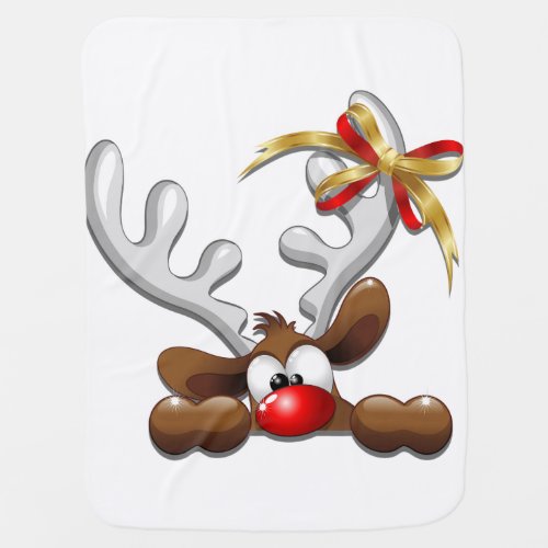 Reindeer Puzzled Funny Christmas Character Baby Blanket