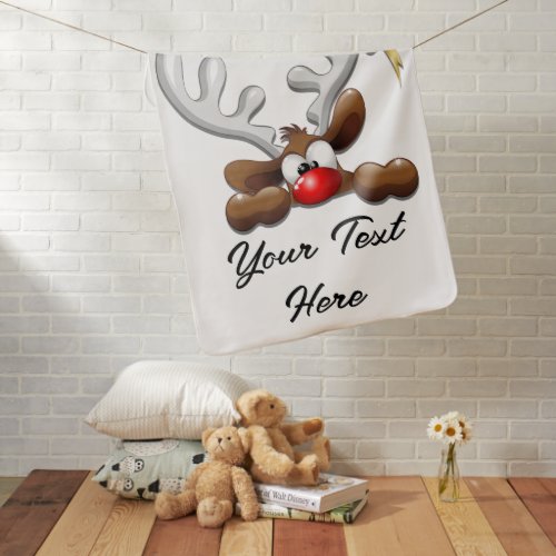 Reindeer Puzzled Funny Christmas Character Baby Blanket