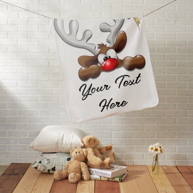Reindeer Puzzled Funny Christmas Character Baby Blanket (In Situ)