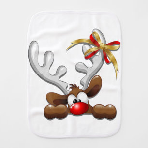 Reindeer Puzzled Funny Christmas Character Baby Burp Cloth