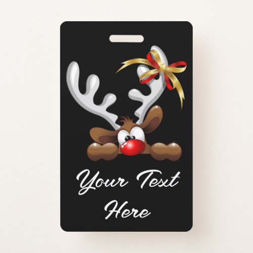 Reindeer Puzzled Funny Christmas Character Badge