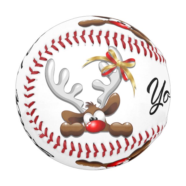 Reindeer Puzzled Funny Christmas Character Baseball (Front Left)