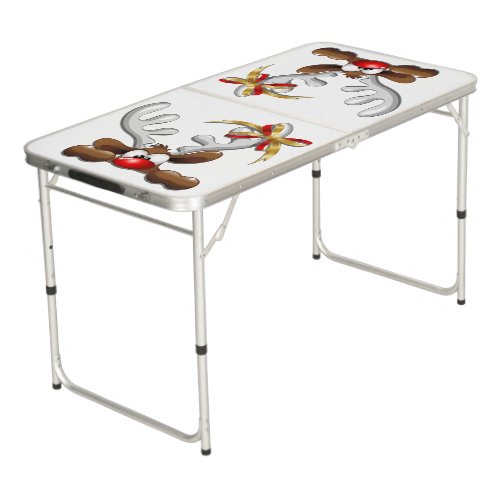 Reindeer Puzzled Funny Christmas Character Beer Pong Table