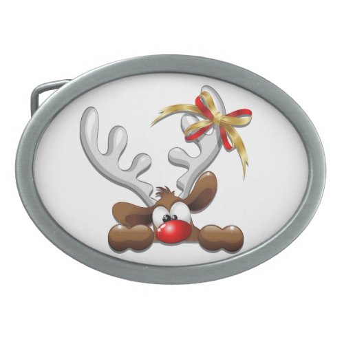 Reindeer Puzzled Funny Christmas Character Belt Buckle