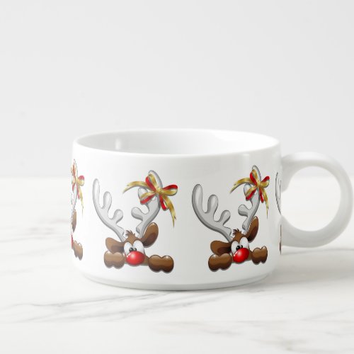 Reindeer Puzzled Funny Christmas Character Bowl