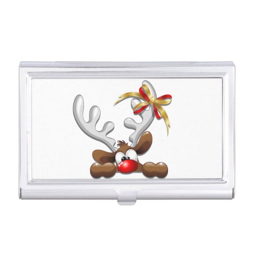 Reindeer Puzzled Funny Christmas Character Business Card Case