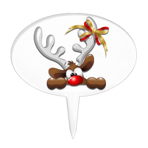 Reindeer Puzzled Funny Christmas Character Cake Topper
